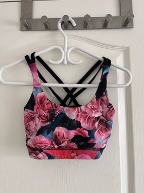 lululemon Pink Floral Strappy Sport Bra Size 4